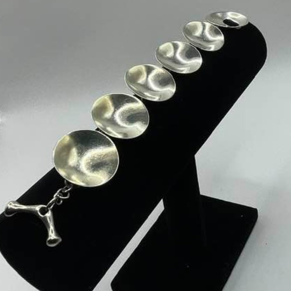 Robert Lee Morris Solid Silver Oversized Concave Circles Bracelet Retired